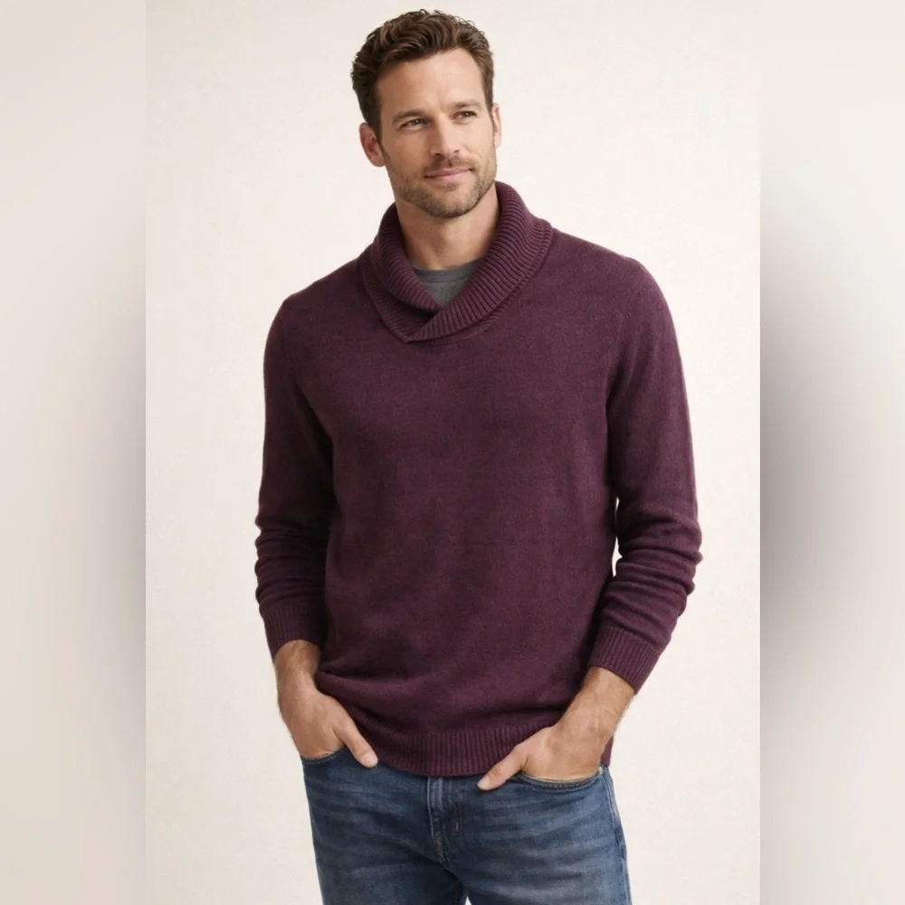 Banana Republic Factory Shawl Collar Sweater Burgundy Size large